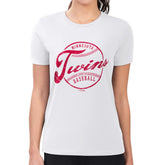 Minnesota Twins G-III 4Her by Carl Banks Women's Super-Slim Fit Lightweight Distressed Baseball Team T-Shirt - White T-shirts