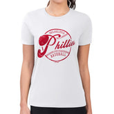 Philadelphia Phillies G-III 4Her by Carl Banks Women's Super-Slim Fit Lightweight Distressed Baseball Team T-Shirt - White T-shirts