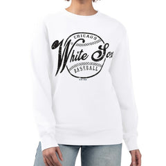 Chicago White Sox G-III 4Her by Carl Banks Women's Distressed Baseball Team Fleece Pullover Sweatshirt - White Pullover