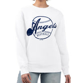 Los Angeles Angels G-III 4Her by Carl Banks Women's Distressed Baseball Team Fleece Pullover Sweatshirt - White Pullover