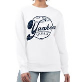 New York Yankees G-III 4Her by Carl Banks Women's Distressed Baseball Team Fleece Pullover Sweatshirt - White Pullover