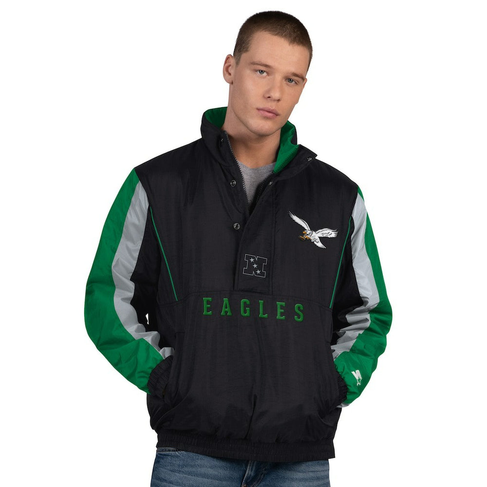 Philadelphia Eagles Starter Thursday Night Gridiron Vintage Logo Half-Zip Jacket Black