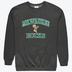 Milwaukee Bucks Hardwood Classics Big & Tall Crewneck Sweatshirt Heather Charcoal
