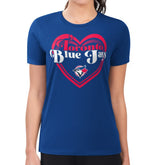 Toronto Blue Jays G-III 4Her by Carl Banks Women's Super-Slim Fit Lightweight Double Heart T-Shirt - Royal T-shirts