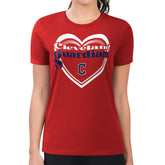 Cleveland Guardians G-III 4Her by Carl Banks Women's Super-Slim Fit Lightweight Double Heart T-Shirt - Red T-shirts