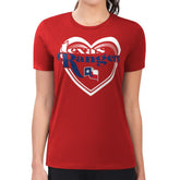 Texas Rangers G-III 4Her by Carl Banks Women's Super-Slim Fit Lightweight Double Heart T-Shirt - Red T-shirts