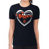 Detroit Tigers G-III 4Her by Carl Banks Women's Super-Slim Fit Lightweight Double Heart T-Shirt - Navy T-shirts