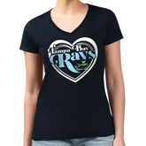 Tampa Bay Rays G-III 4Her by Carl Banks Women's Super-Slim Fit Lightweight Double Heart V-Neck T-Shirt - Navy T-shirts