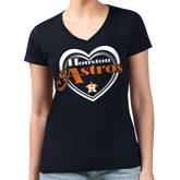 Houston Astros G-III 4Her by Carl Banks Women's Super-Slim Fit Lightweight Double Heart V-Neck T-Shirt - Navy T-shirts