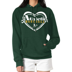 Athletics G-III 4Her by Carl Banks Women's Double Heart Fleece Pullover Hoodie - Green Hoodies