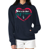 Seattle Mariners G-III 4Her by Carl Banks Women's Double Heart Fleece Pullover Hoodie - Navy Hoodies