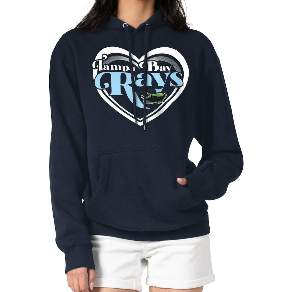 Tampa Bay Rays G-III 4Her by Carl Banks Women's Double Heart Fleece Pullover Hoodie - Navy Hoodies