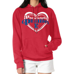 Philadelphia Phillies G-III 4Her by Carl Banks Women's Double Heart Fleece Pullover Hoodie - Red Hoodies