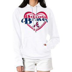 Atlanta Braves G-III 4Her by Carl Banks Women's Double Heart Fleece Pullover Hoodie - White Hoodies