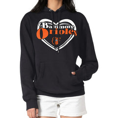 Baltimore Orioles G-III 4Her by Carl Banks Women's Double Heart Fleece Pullover Hoodie - Black Hoodies