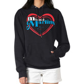 Miami Marlins G-III 4Her by Carl Banks Women's Double Heart Fleece Pullover Hoodie - Black Hoodies