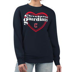 Cleveland Guardians G-III 4Her by Carl Banks Women's Double Heart Fleece Pullover Sweatshirt - Navy Pullover
