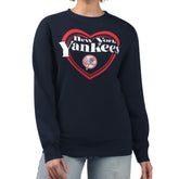 New York Yankees G-III 4Her by Carl Banks Women's Double Heart Fleece Pullover Sweatshirt - Navy Pullover