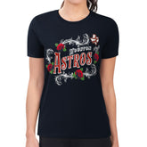 Houston Astros G-III 4Her by Carl Banks Women's Super-Slim Fit Lightweight Retro Roses T-Shirt - Navy T-shirts