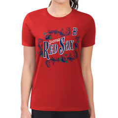 Boston Red Sox G-III 4Her by Carl Banks Women's Super-Slim Fit Lightweight Retro Roses T-Shirt - Red T-shirts