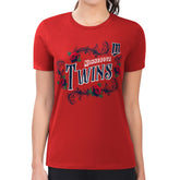 Minnesota Twins G-III 4Her by Carl Banks Women's Super-Slim Fit Lightweight Retro Roses T-Shirt - Red T-shirts