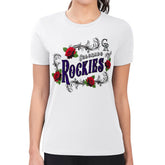 Colorado Rockies G-III 4Her by Carl Banks Women's Super-Slim Fit Lightweight Retro Roses T-Shirt - White T-shirts