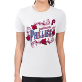 Philadelphia Phillies G-III 4Her by Carl Banks Women's Super-Slim Fit Lightweight Retro Roses T-Shirt - White T-shirts
