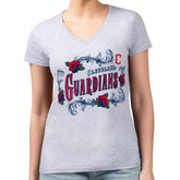 Cleveland Guardians G-III 4Her by Carl Banks Women's Super-Slim Fit Lightweight Retro Roses V-Neck T-Shirt - Gray T-shirts