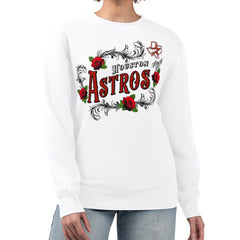 Houston Astros G-III 4Her by Carl Banks Women's Retro Roses Fleece Pullover Sweatshirt - White Pullover