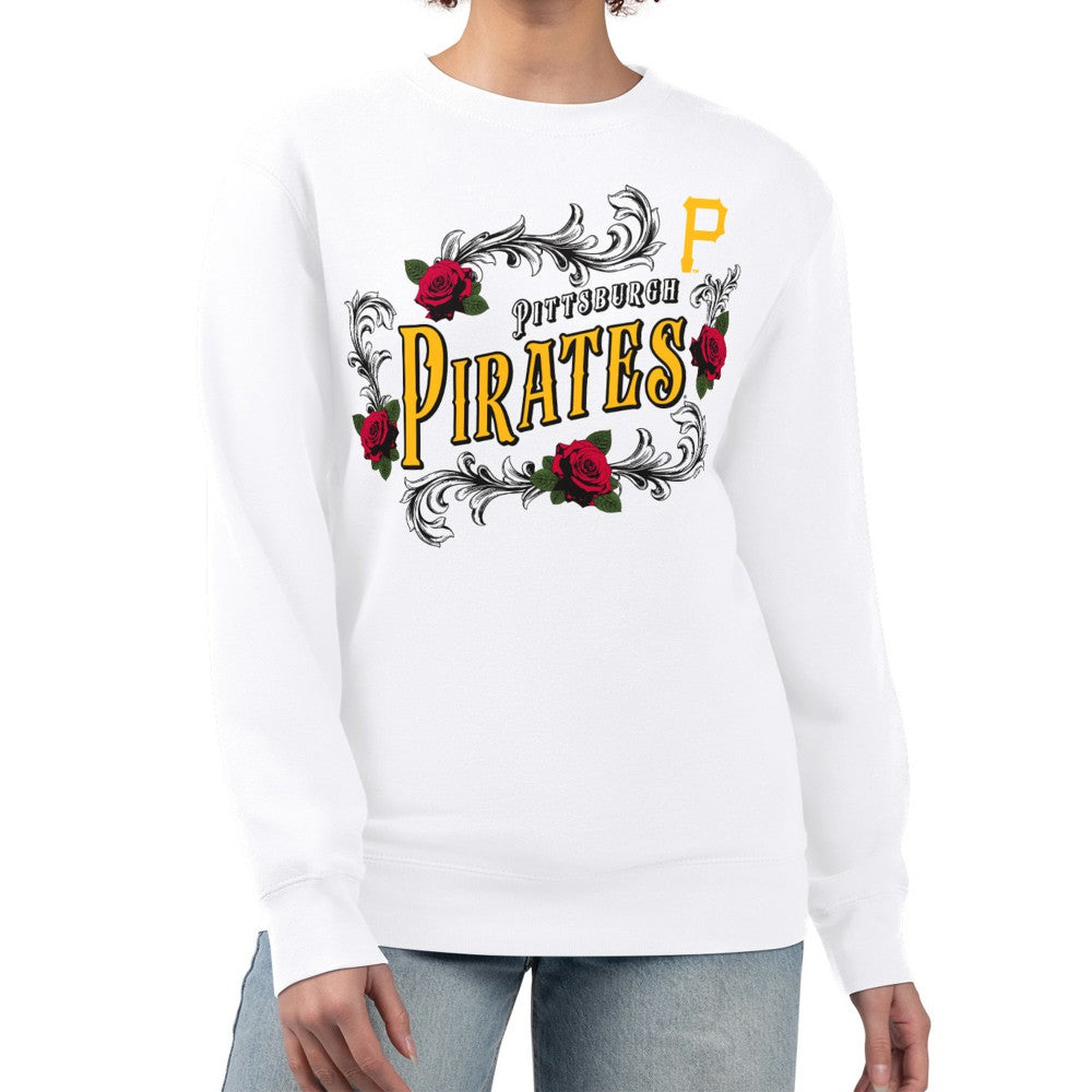 Pittsburgh Pirates G-III 4Her by Carl Banks Women's Retro Roses Fleece Pullover Sweatshirt - White Pullover