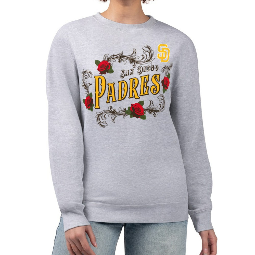 San Diego Padres G-III 4Her by Carl Banks Women's Retro Roses Fleece Pullover Sweatshirt - Gray Pullover