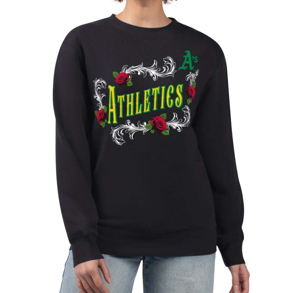 Athletics G-III 4Her by Carl Banks Women's Retro Roses Fleece Pullover Sweatshirt - Black Pullover