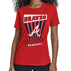 Atlanta Braves Starter Women's Poster Print T-Shirt - Red T-shirts