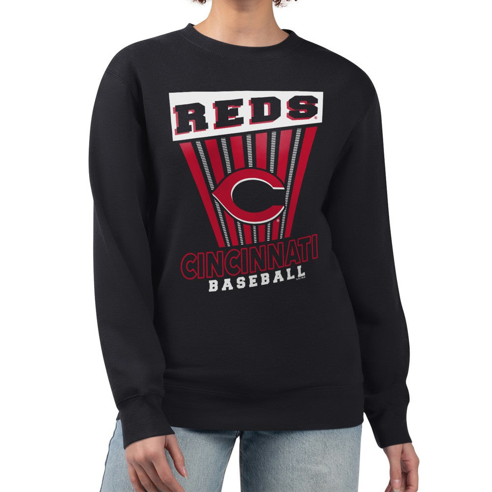 Cincinnati Reds Starter Women's Poster Print Pullover Sweatshirt - Black Pullover
