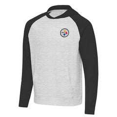 Pittsburgh Steelers Antigua Urgent Pullover Hoodie Black/Heather Gray