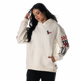 Houston Texans The Wild Collective Unisex Stacked Graphic Sleeve Fleece Hoodie Cream