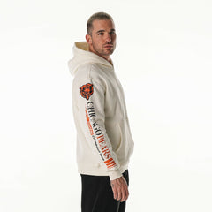 Chicago Bears The Wild Collective Unisex Stacked Graphic Sleeve Fleece Hoodie Cream