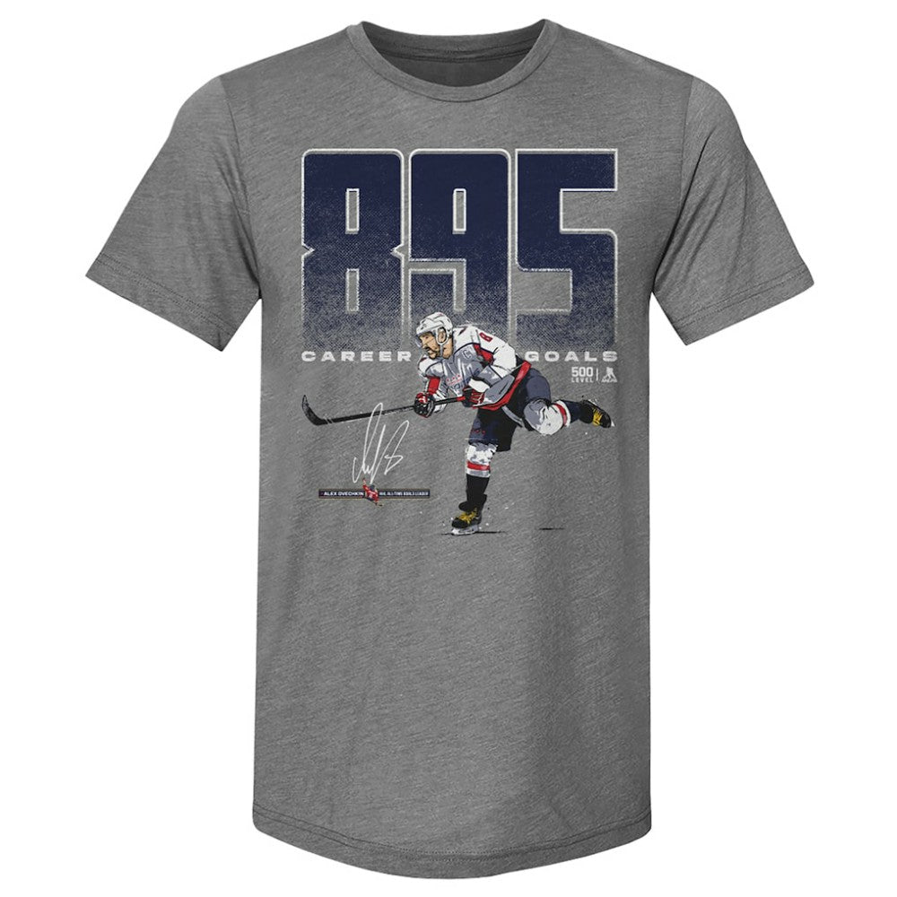NHL Alexander Ovechkin Washington Capitals 500 Level NHL All-Time Leading Goal Scorer Tri-Blend Bold T-Shirt - Gray