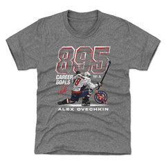 NHL Alexander Ovechkin Washington Capitals 500 Level Youth NHL All-Time Leading Goal Scorer Grunge T-Shirt - Gray