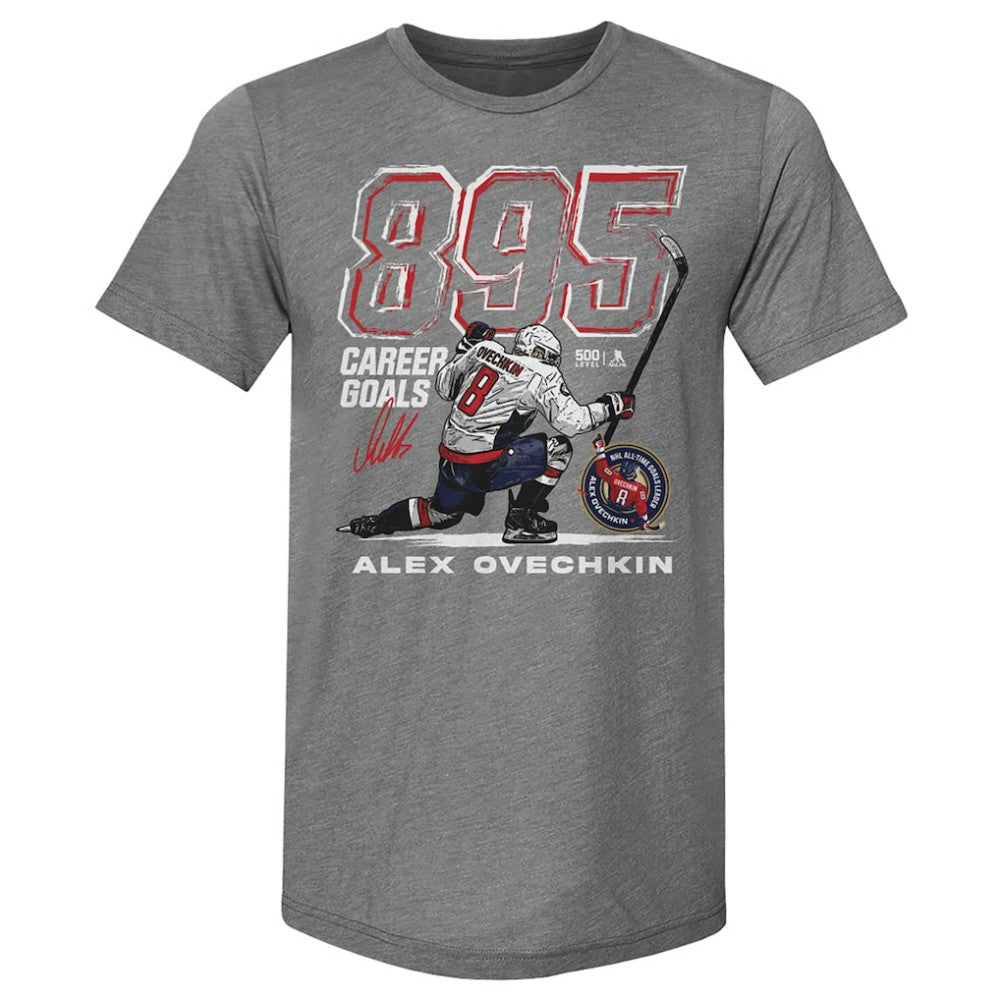 NHL Alexander Ovechkin Washington Capitals 500 Level NHL All-Time Leading Goal Scorer Tri-Blend Grunge T-Shirt - Gray