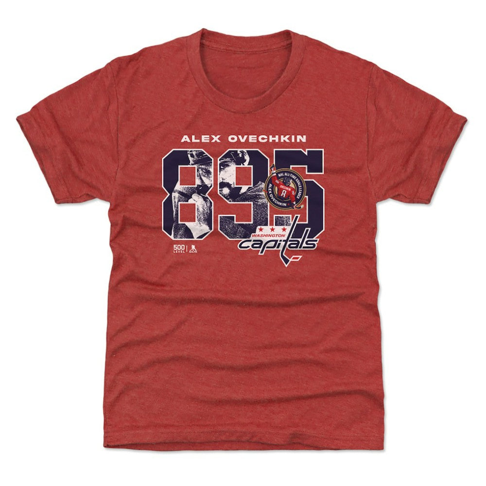 NHL Alexander Ovechkin Washington Capitals 500 Level Youth NHL All-Time Leading Goal Scorer Overlay T-Shirt - Red