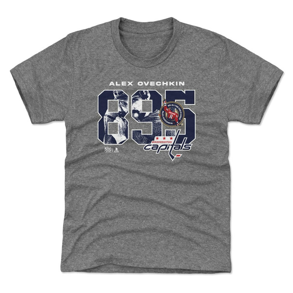 NHL Alexander Ovechkin Washington Capitals 500 Level Youth NHL All-Time Leading Goal Scorer Overlay T-Shirt - Gray
