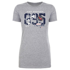 NHL Alexander Ovechkin Washington Capitals 500 Level Women's NHL All-Time Leading Goal Scorer Overlay T-Shirt - Heather Gray