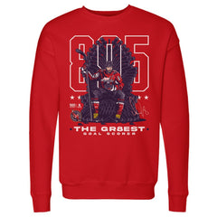 NHL Alexander Ovechkin Washington Capitals 500 Level NHL All-Time Leading Goal Scorer Throne Pullover Sweatshirt - Red