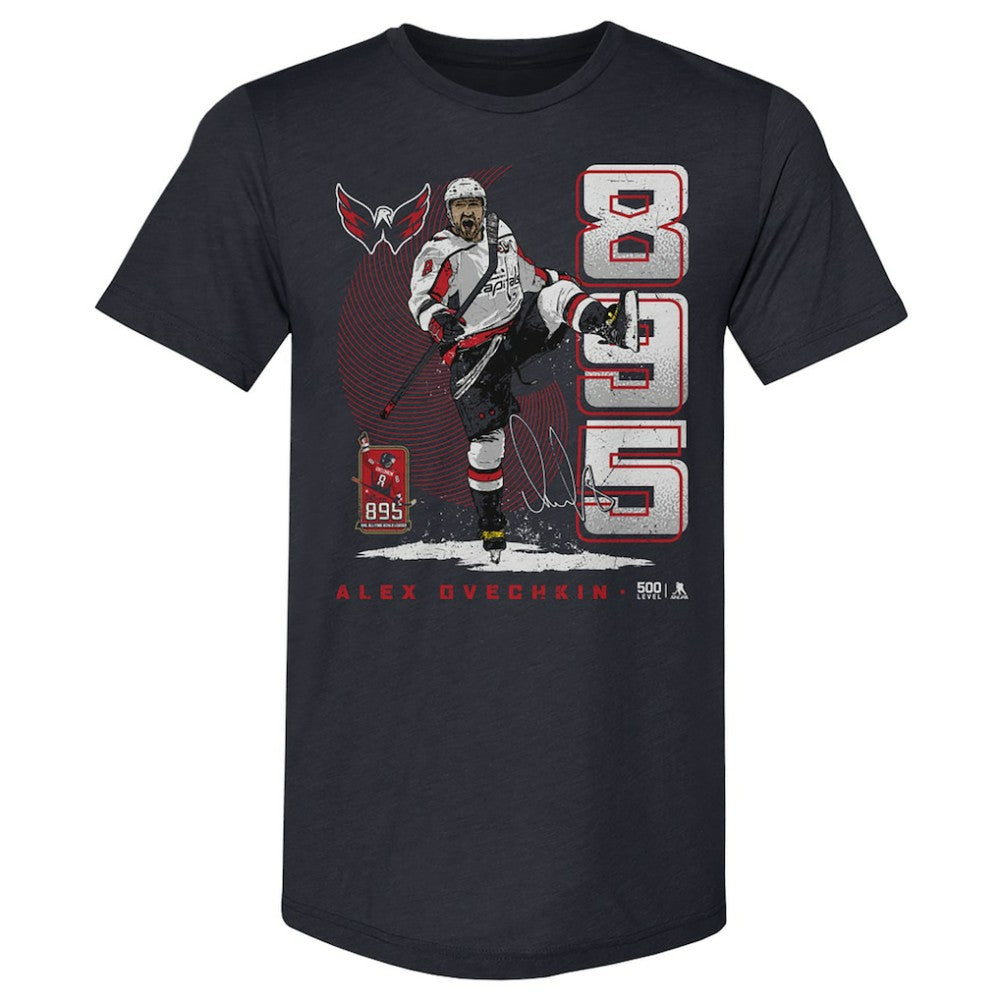 NHL Alexander Ovechkin Washington Capitals 500 Level NHL All-Time Leading Goal Scorer Tri-Blend Vertical T-Shirt - Navy