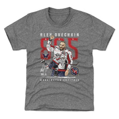 NHL Alexander Ovechkin Washington Capitals 500 Level Youth NHL All-Time Leading Goal Scorer The Shot T-Shirt - Gray