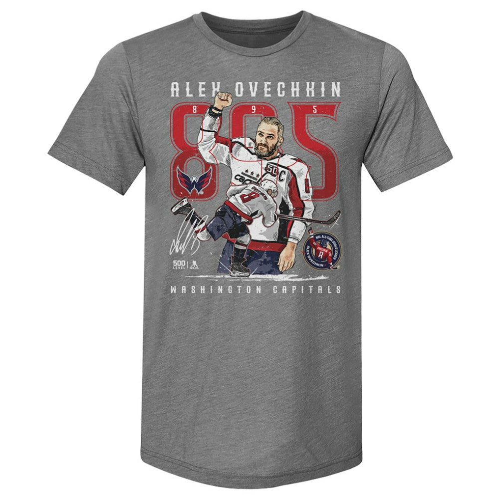 NHL Alexander Ovechkin Washington Capitals 500 Level NHL All-Time Leading Goal Scorer Tri-Blend The Shot T-Shirt - Gray