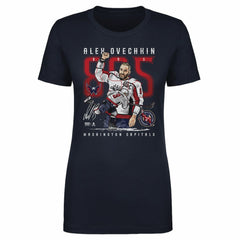 NHL Alexander Ovechkin Washington Capitals 500 Level Women's NHL All-Time Leading Goal Scorer The Shot T-Shirt - Navy