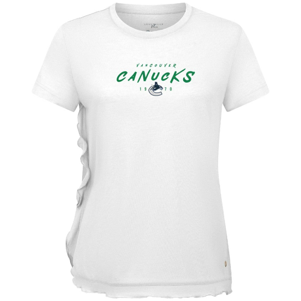 NHL Vancouver Canucks Levelwear Women's Airflow Scratched T-Shirt - White