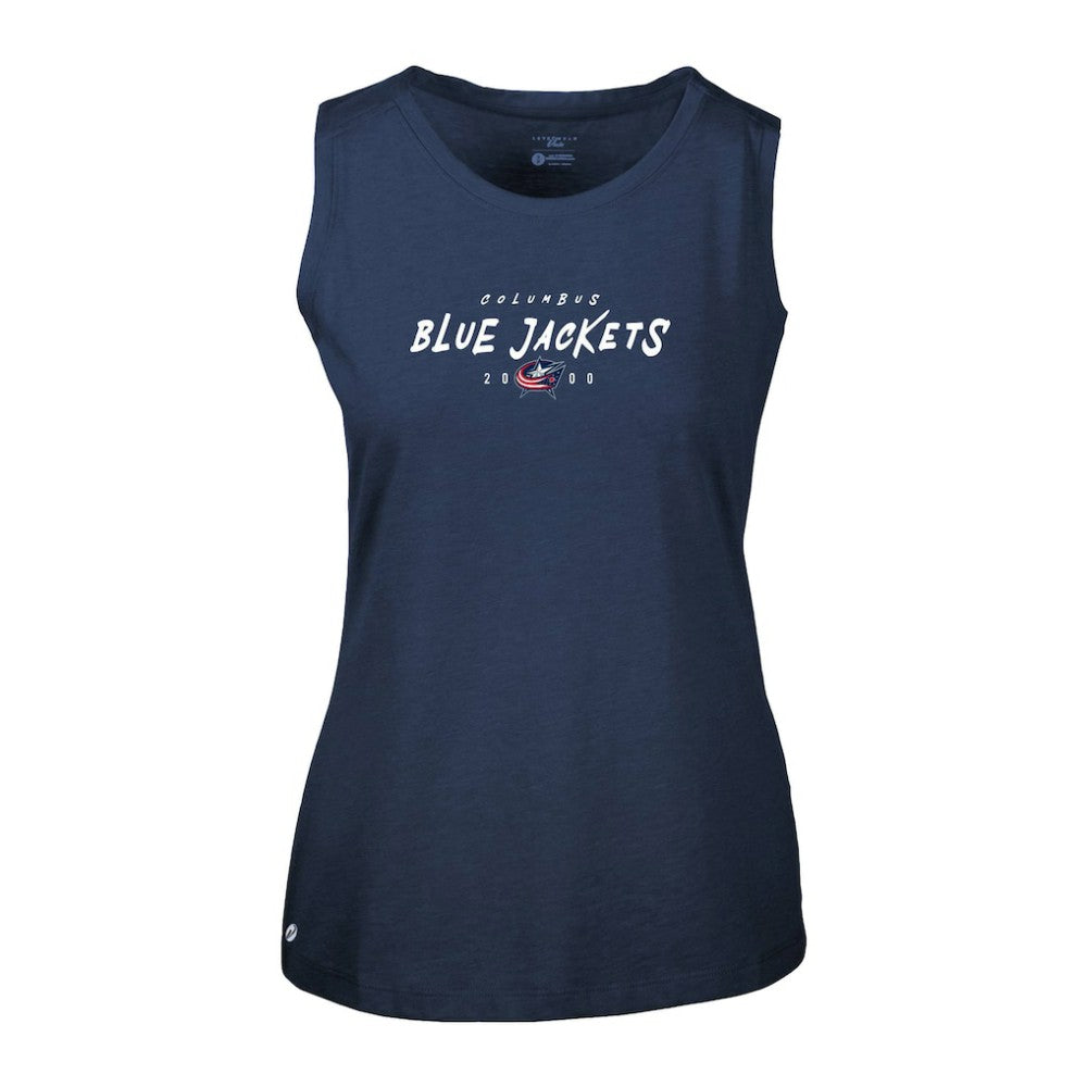 NHL Columbus Blue Jackets Levelwear Women's Macy Scratched Tank Top - Navy